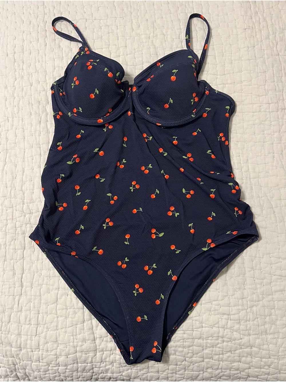 Old Navy Navy Maternity One-Piece Swimsuit with Cherry Print
